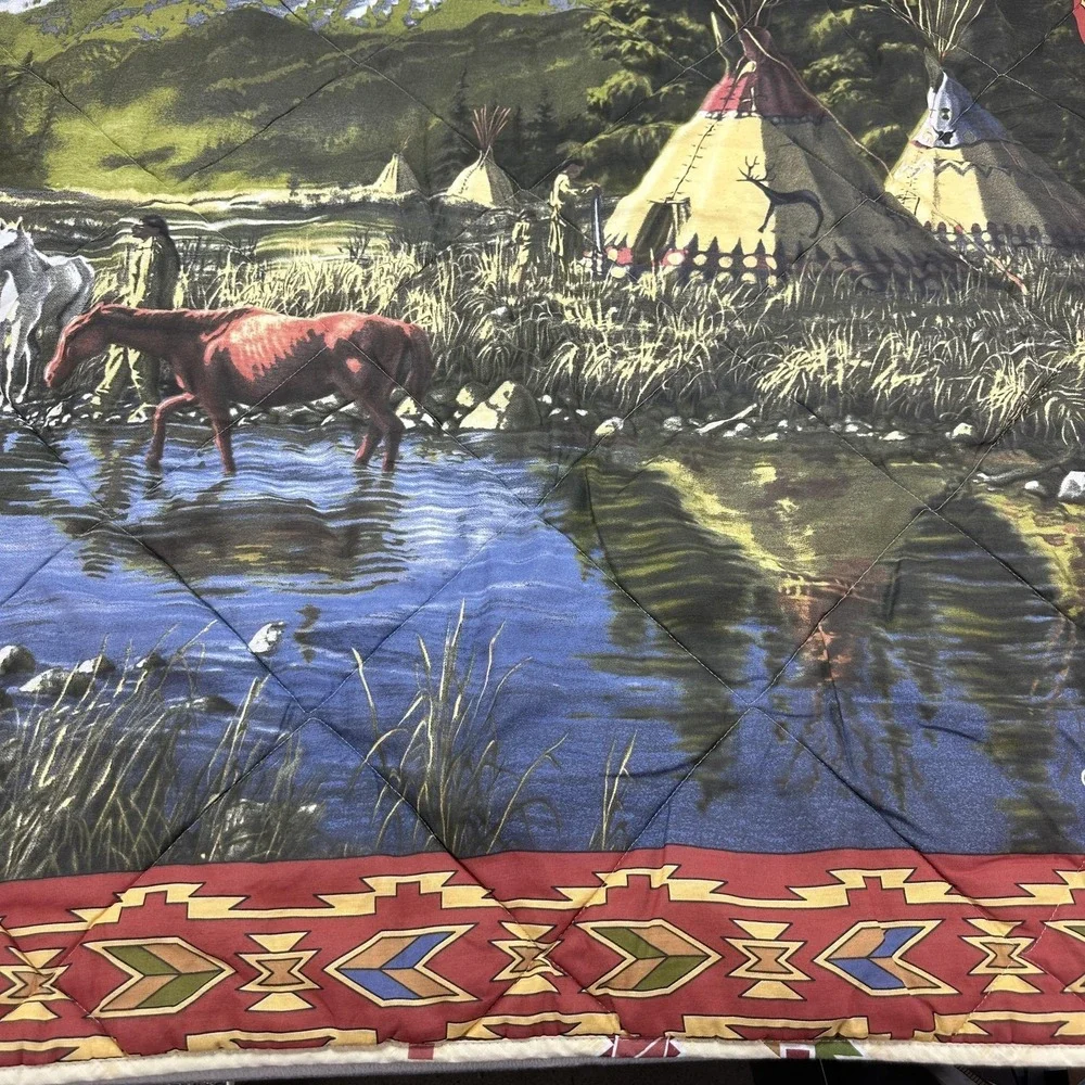James Hautman Western Quilt Wall Hanging Nonstandard Multicolor Horses Native